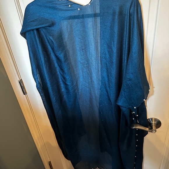 JC Sunny - Dark Blue with Pearls Shawl/Cover Up - Picture 3 of 4